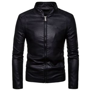 Chaqueta de cuero de invierno negra para hombre, elegante, de todos los tamaños, con logotipo personalizado y Etiqueta Privada, chaqueta de cuero con cremallera - Product Image 1