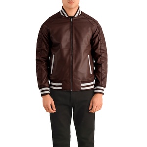 Hombres, s nuevo estilo Slim Fit College Casual hombres Stand Collar béisbol Varsity chaqueta de cuero de calidad personalizada Letterman - Product Image 1