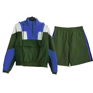 Ensemble de survêtement décontracté deux pièces en tissu éponge pour homme, tendance été 2026, avec veste coupe-vent respirante et short, haute qualité - Product Image 3