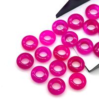 Perles de chalcédoine rose vif en forme de beignet, 12 mm, lisses, sculptées, fournitures pour la fabrication de bijoux