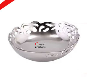 Tazón de comida de aluminio y metal con acabado dorado brillante de buena calidad para restaurante y bar de hotel - Product Image 2