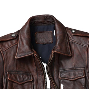Chaqueta de Motociclista de Cuero para Hombre, Bordada, Sólida, de Alta Calidad, Cómoda, Casual, Estilo Urbano, Venta al Por Mayor - Product Image 2