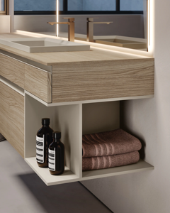 Meuble-lavabo de salle de bain JY Project, personnalisé, style européen élégant, avec un seul lavabo, entièrement assemblé, miroir LED, contreplaqué MDF, PVC - Product Image 6