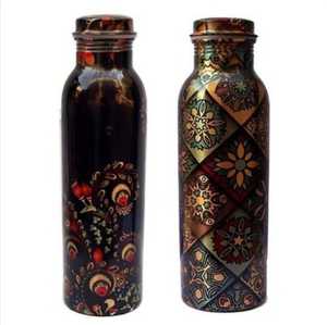 Copper <b>Bottle</b> for Drinking Milk Floral Sticker Enameled Copper <b>Bottle</b> Mango <b>Shake</b> & Lemon Juice Drinking Copper <b>Bottle</b> - Product Image 5
