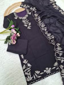 Traje de seda Vichitra pura de tendencia Bollywood con bordado de secuencia Dupatta diseñador Ropa Étnica para fiesta oferta barata a granel - Product Image 5