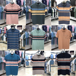 เสื้อโปโลลายทางสำหรับผู้ชายเสื้อตีกอล์ฟผ้าฝ้ายปักแขนสั้นสำหรับธุรกิจแฟชั่นใหม่ฤดูร้อน - Product Image 6