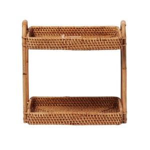 Estante de Almacenamiento de Mimbre de 2 Niveles, Organizador de Mimbre Tejido a Mano para Cocina y Baño, Fabricante de Vietnam - Product Image 3