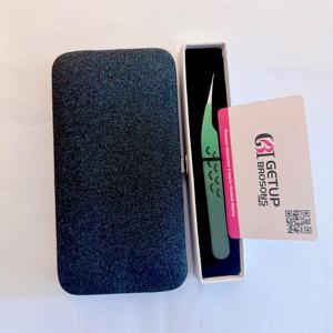 Pinzas Profesionales para Pestañas, Color Verde Oscuro, Recubrimiento en Polvo, Punta Suave, Antimagnéticas, Antiestáticas, Longitud de 10 mm - Product Image 6