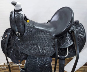 Sillín de caballo Western Roping Ranch, cuero auténtico, antiguo, tallado a mano, sillín de vaquero hecho para equitación y ganadería - Product Image 2