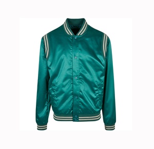 Personalización Elegante Starter Plaid Satin Bomber Jacket Impermeable a prueba de viento Reversible Front Logo Edición limitada - Product Image 1
