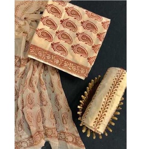 Trois pièces non cousues Salwar Kameez ensemble Khaddar Mesuri indien pakistanais élégant brodé glands lacets fête soie coton - Product Image 3