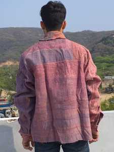 Chemise décontractée pour homme en coton 100% tricoté, faite à la main, style Kantha, hiver, hip-hop, grande taille, manches longues, avec boutons et poche avant - Product Image 5