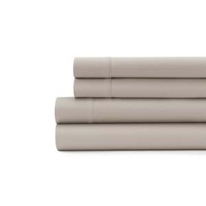 Hudson Park 600 Thread Count Mink Brown Twin <b>Flat</b> <b>Sheet</b> Breathable Disposable Woven <b>Fitted</b> Bed for Hospital Plain Style-King - Product Image 1