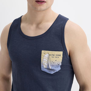 Débardeur pour homme en coton 100% de haute qualité, uni, pour la sublimation de logo personnalisé, col rond, sans manches, pour homme - Product Image 4