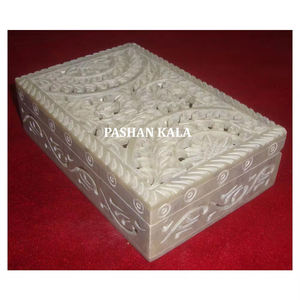 Producto más vendido, caja de joyería de forma Rectangular tallada de esteatita Natural, mano de obra de diseñador indio para decoración del hogar - Product Image 1