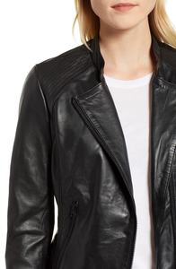 Chaqueta Acolchada de Piel de Oveja Original para Mujer - Alta Calidad, Impermeable y Resistente al Viento |   Cuero Negro de Aspecto Atrevido - Product Image 3