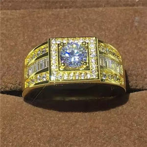 <b>Men</b> Luxury Round and Baguette Moissanite Diamond Square Halo <b>Ring</b> Crafted in 925 Sterling Silver Wholesale Factory Price - Product Image 4