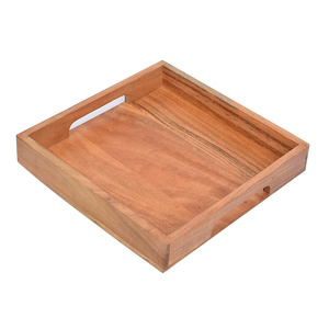 Plateau de service carré en bois, finition naturelle, tendance, pour la maison, l'hôtel, le restaurant, le café, la table, la vaisselle, les fournitures alimentaires - Product Image 1