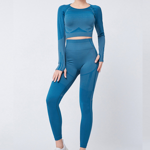 Vente en gros sur mesure Vêtements de yoga sport pour femmes pêche Hip Lift Fitness Taille haute Ensemble de pantalons de yoga de forme élastique serrée - Product Image 3