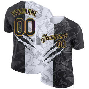 Fabricant de vêtements de sport uniforme en gros motif de graffiti personnalisé blanc-noir T-shirt de performance 3D - Product Image 3