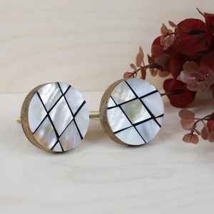 Boutons de tiroir en métal incrusté d'os rayé bleu et blanc modernes boutons d'armoire pour la cuisine en plein air hôtel salon utilisation hospitalière - Product Image 3