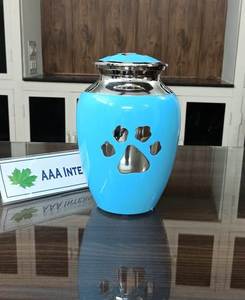 Wholesale Supplier of Top Quality Assorted Colorful Slating Paw Print Pet Cremation <b>Urn</b> Metal Funeral <b>Urn</b> - Product Image 5