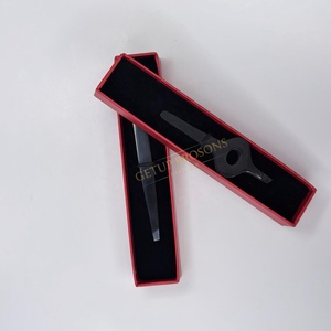 Pinzas para Cejas de Acero Inoxidable Negro de Alta Calidad GETUP BROSONS IMPEX, Punta Inclinada, Logotipo Personalizado, Duraderas, Ligeras y Precisas - Product Image 1