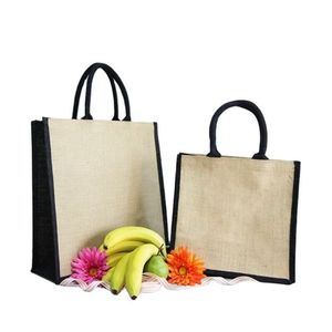 Bolsas de compras de yute blanco de alta calidad Lona reutilizable ecológica para uso diario - Product Image 3