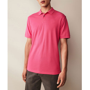 Vente en gros de polos en piqué rose vif réguliers à manches courtes de qualité exportée - Product Image 1