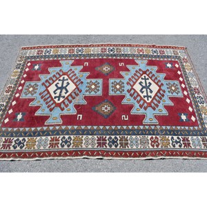 พรมปูพื้นขนาดใหญ่สไตล์ตุรกีโบราณขนาด4.6x6.6ฟุตขนแกะโบโฮสีแดงน้ำเงินแบบดั้งเดิมขนาด10มม. สำหรับตกแต่งห้องโถงห้อง - Product Image 3