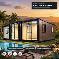 Fabricant chinois de hôtels de plage préfabriqués en conteneurs, cabines modulaires extensibles pour complexes hôteliers, marque personnalisée, package clé en main, MOQ 1