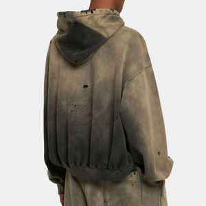 Sudaderas con capucha holgadas desgastadas lavadas con ácido personalizadas para hombre, conjuntos de pantalones de chándal para hombre, Jersey de algodón 100%, chándal profesional - Product Image 6