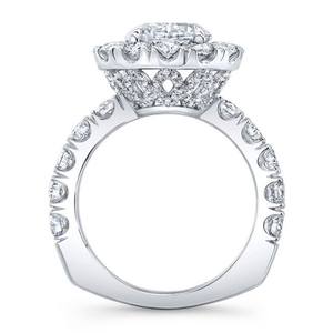 Bague de fiançailles en diamant Halo taille ronde brillante de laboratoire Cadeau pour elle en argent sterling - Product Image 3