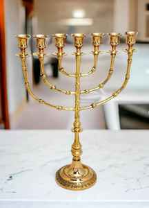 Venta al por mayor personalizado 9 brazos de aluminio hecho a mano respetuoso con el medio ambiente árbol vida Menorah Hanukkah candelabro precio bajo Navidad - Product Image 6