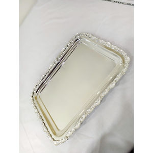 Plateau d'acier inoxydable de luxe et de conception moderne avec le miroir forgé de couleur argentée de frontière de conception poli fabriqué en Inde sur Offre Spéciale - Product Image 5