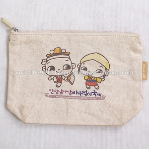 Bolso con cremallera de algodón 100% de diseño caliente malla de lona impresa personalizada para compras y uso cosmético 12oz de espesor manejado - Product Image 5