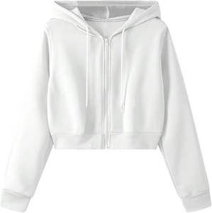Women's Cropped Zip Hoodie | Long Sleeve Athletic <b>Top</b> | Sports Bra Friendly - Product Image 4