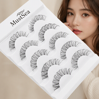 Faux cils invisibles à bande transparente, bandes de cils 8D courbure C, effet œil de chat, cils naturels effilés, faux cils en vison synthétique, 5 paires