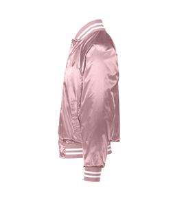 Chaqueta Bomber de Satén Personalizada con Demanda del Cliente 2025, Chaqueta Deportiva Universitaria con Franjas de Colores, Chaqueta Universitaria de Satén para Hombre con Letras Bordadas - Product Image 3