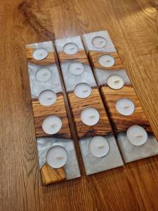 Portavelas Ecológico de Resina y Madera, Forma Personalizada, Elegante, Hecho a Mano, para Decoración de Mesa de Oficina en el Hogar - Product Image 6