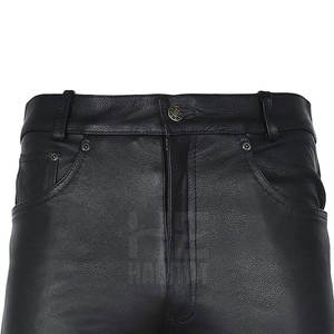 Pantalones de cuero genuino hechos a medida para hombre con logotipo personalizado, diseño único, precio al por mayor. - Product Image 5