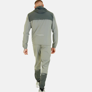 Nueva llegada al aire libre deporte gimnasio Fitness conjuntos con capucha chaqueta conjunto Hombre Ropa Deportiva chándal con cremallera completa chándal para hombres - Product Image 5