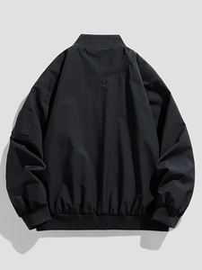 Blouson aviateur universitaire personnalisé à la mode de style urbain pour hommes décontracté d'hiver avec bordure en fourrure de mouton et tissu en toile - Product Image 2