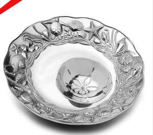 Bol de service et de trempette décoratif en acier inoxydable en métal fini argenté pour restaurant et bar d'hôtel - Product Image 2