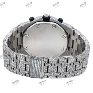 Limited Edition Handmade Moissanite Diamond Chronograph Luxury Watch Stainless Steel Band Unique <b>Glass</b> Sub-Dia Mix Scale Display - Product Image 5