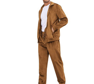 OEM Vente en gros Survêtements en velours surdimensionnés de haute qualité avec logo personnalisé Survêtement en velours à fermeture éclair complète pour hommes - Product Image 5