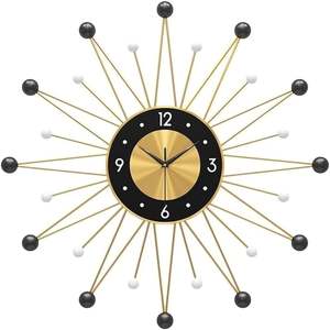Horloge murale de luxe de forme carrée pour hôtel, restaurant et mariages, décoration murale artistique, couleur or et noir, horloge murale en métal - Product Image 6