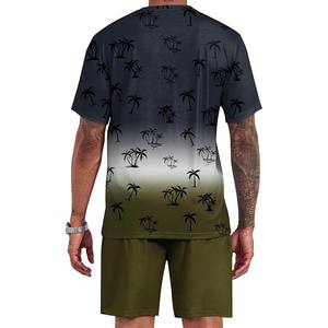 Mode été respirant deux pièces survêtement hommes haute qualité t-shirts ensembles hommes décontracté shorts ensembles - Product Image 4