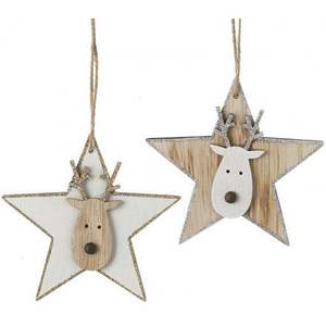Ornements suspendus de Noël en bois avec texture en bois naturel parfaits pour la décoration de vacances de ferme - Product Image 2