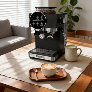 Commercial Grade 1350W Programmable Electric Espresso Machine with Grinder 20 Bar High Pressure 1.8L Office Home - Product Image 1